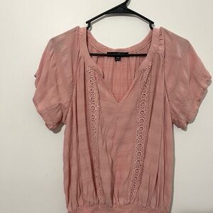Heart Soul Blush Pink Blouse with Lace Detail
